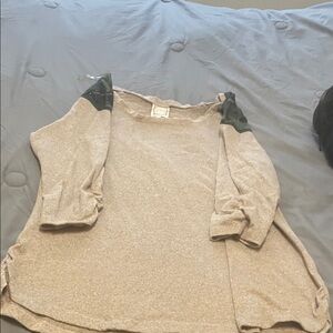 Women's Beige Sweater with Green Accents